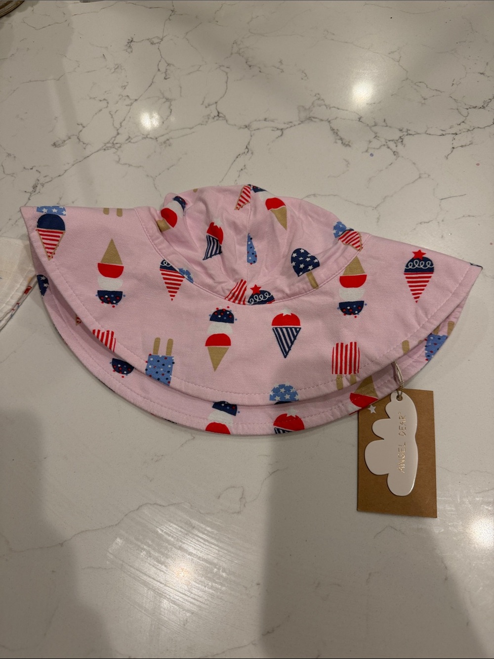 Angel Dear Pink Sun Hat with Patriotic Ice Cream Print